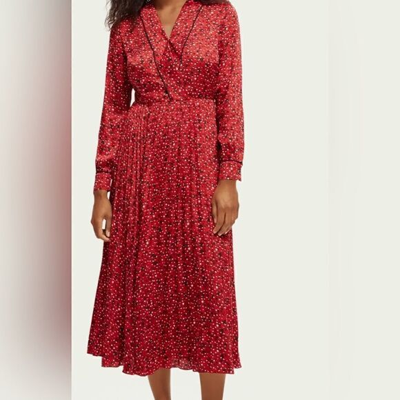 Scotch&Soda Long-sleeved pleated midi dress NWT Size L